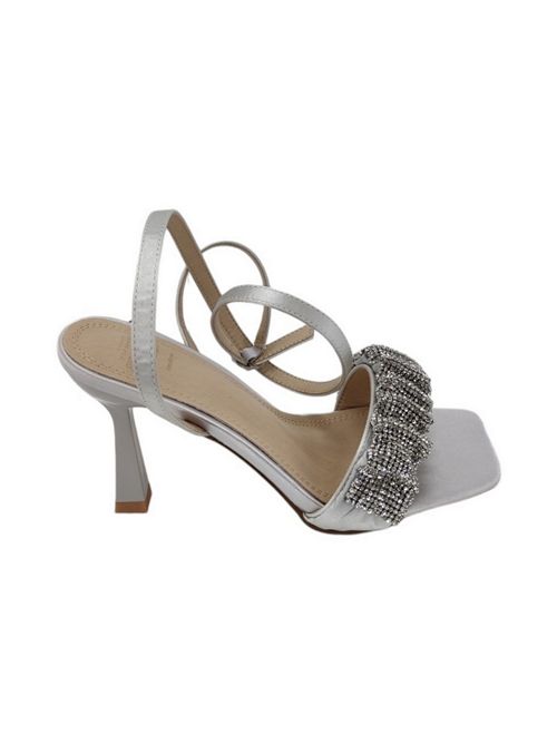 silver women's sandal with rhinestone band Twenty Fourhaitch | JALILAARGENTO